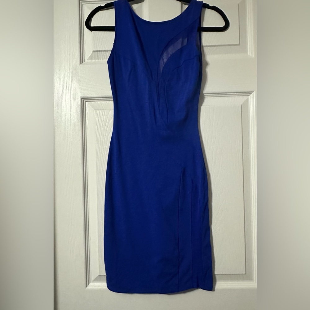 ASOS bodycon royal blue dress with mesh panels size 6 or small